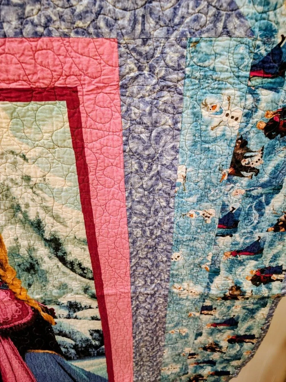 Handmade Disney Frozen quilt, Anna Elsa, 60 x 70 inches , EUC, 2014